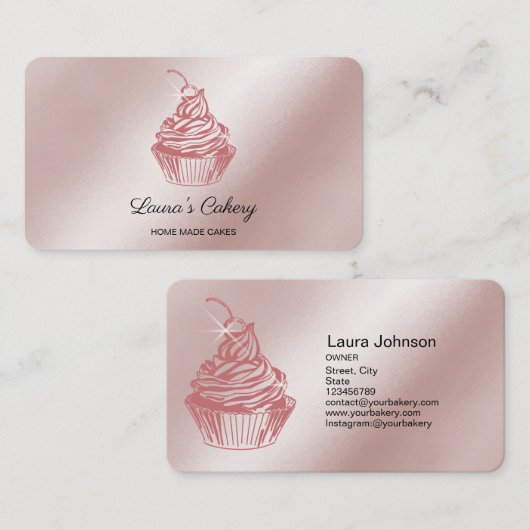 Cakes & Sweets Cupcake Home Bakery Drift Gold Visitekaartje (Voorkant / Achterkant)