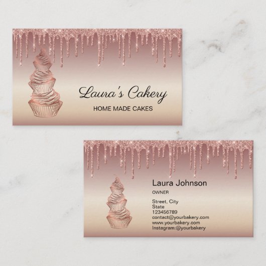 Cakes & Sweets Cupcake Home Bakery Drift Gold Visitekaartje (Voorkant / Achterkant)