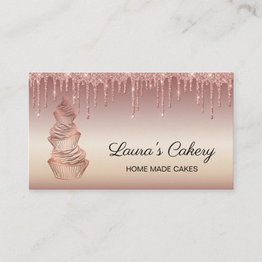 Cakes & Sweets Cupcake Home Bakery Drift Gold Visitekaartje (Voorkant)