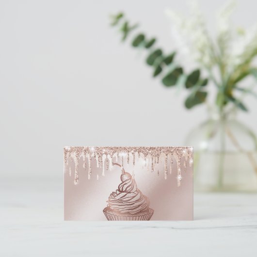 Cakes & Sweets Cupcake Home Bakery Drift Gold Visitekaartje (Staand voorkant)