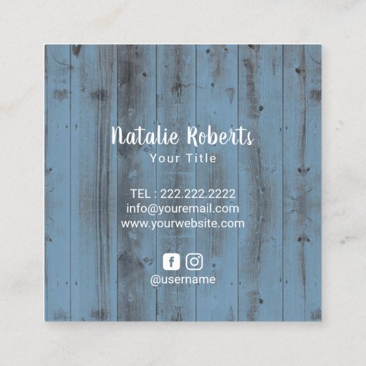 Cakes & Sweets Cupcake Home Bakery Dusty Blue Vierkante Visitekaartje (Achterkant)