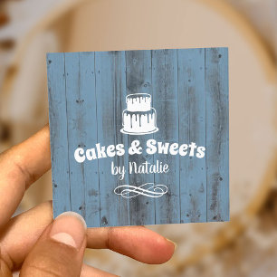 Cakes & Sweets Cupcake Home Bakery Dusty Blue Vierkante Visitekaartje