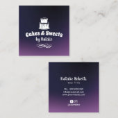 Cakes & Sweets Cupcake Home Bakery Elegant Paars Vierkante Visitekaartje (Voorkant / Achterkant)