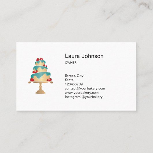 Cakes Sweets Cupcake Home Bakery Girly Strawberry Visitekaartje (Achterkant)