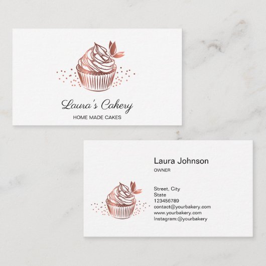 Cakes Sweets Cupcake Home Bakery Girly  Visitekaartje (Voorkant / Achterkant)