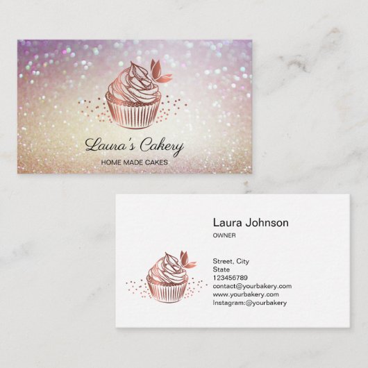 Cakes Sweets Cupcake Home Bakery Girly  Visitekaartje (Voorkant / Achterkant)