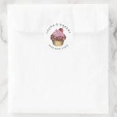 Cakes Sweets Cupcake Home Bakery Girly Waterverf Ronde Sticker (Tas)