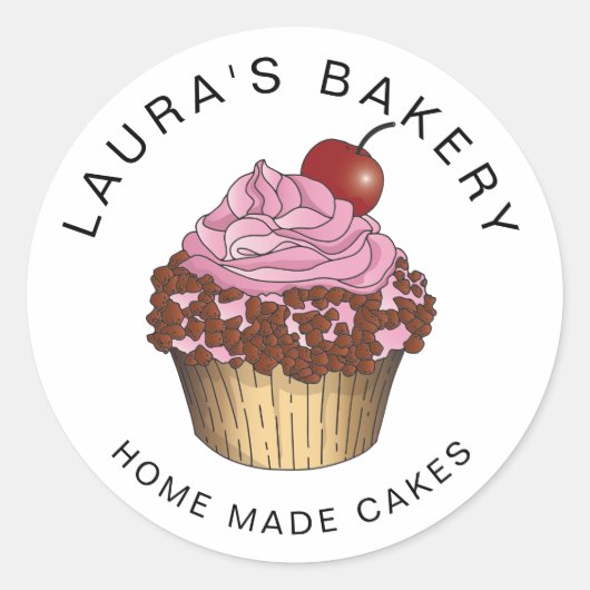 Cakes Sweets Cupcake Home Bakery Girly Waterverf Ronde Sticker (Voorkant)