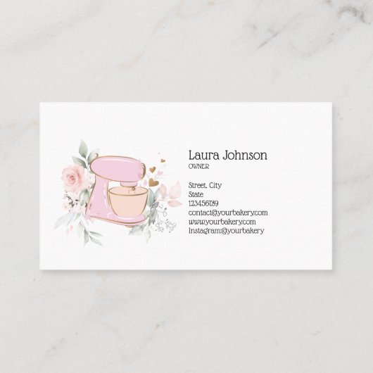 Cakes & Sweets Cupcake Home Bakery mixer Flower Visitekaartje (Achterkant)