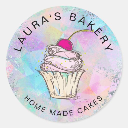 Cakes & Sweets Cupcake Home Bakery Roos Gold Class Ronde Sticker (Voorkant)