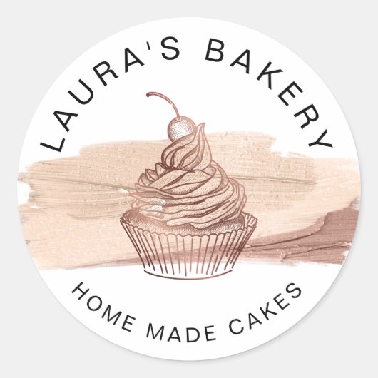 Cakes & Sweets Cupcake Home Bakery Roos Gold Class Ronde Sticker (Voorkant)