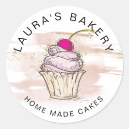 Cakes & Sweets Cupcake Home Bakery Roos Gold Class Ronde Sticker