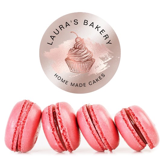 Cakes & Sweets Cupcake Home Bakery Roos Gold Ronde Sticker