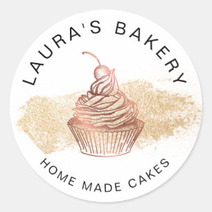 Cakes & Sweets Cupcake Home Bakery Roos Gold Ronde Sticker