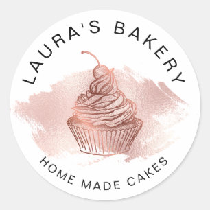 Cakes & Sweets Cupcake Home Bakery Roos Gold Ronde Sticker