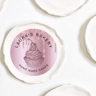 Cakes & Sweets Cupcake Home Bakery Roos gouddruppe Ronde Sticker