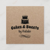 Cakes & Sweets Cupcake Home Bakery Rustic Kraft Vierkante Visitekaartje (Voorkant)
