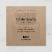 Cakes & Sweets Cupcake Home Bakery Rustic Kraft Vierkante Visitekaartje (Achterkant)