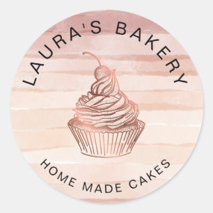 Cakes & Sweets Cupcake Home Bakery Rustige Vintage Ronde Sticker