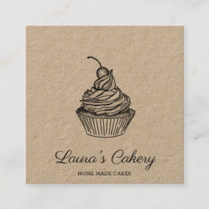 Cakes & Sweets Cupcake Home Bakery Rustige Vintage Vierkante Visitekaartje