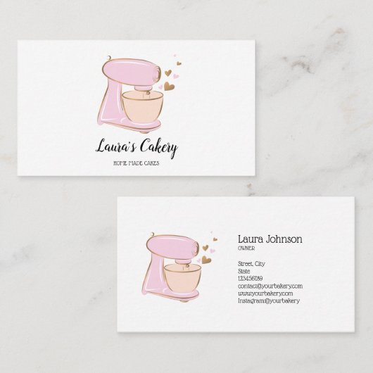 Cakes & Sweets Cupcake Home Bakkerij mixer Visitekaartje (Voorkant / Achterkant)