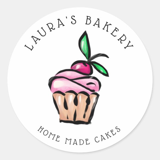 Cakes & Sweets Cupcake Home Bakkerij schattig girl Ronde Sticker (Voorkant)