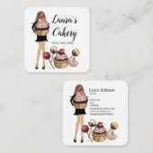 Cakes & Sweets Cupcake Home Bakkerij Schattige Mei Vierkante Visitekaartje (Voorkant / Achterkant)