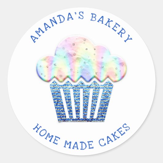 Cakes Sweets Cupcake Home Vegan Bakery Glitter Ronde Sticker (Voorkant)