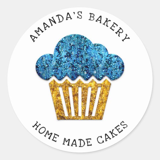 Cakes Sweets Cupcake Home Vegan Bakery Gold Ronde Sticker (Voorkant)