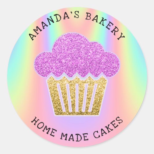 Cakes Sweets Cupcake Home Vegan Bakery Holograaf Ronde Sticker (Voorkant)