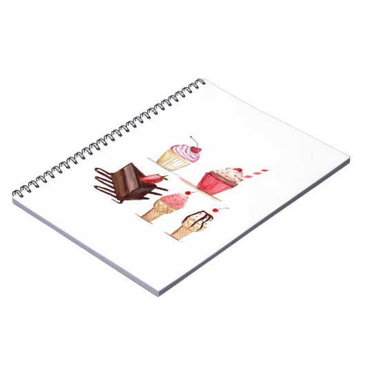 Cakes Watercolor Banketbakkerij Snoepjes Cupcakes Notitieboek (Linkerzijde)