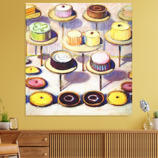 Cakes - Wayne Thiebaud Canvas Afdruk (Insitu (Woonkamer))