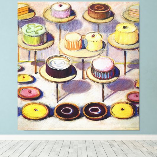 Cakes - Wayne Thiebaud Canvas Afdruk (Insitu (Houten vloer))