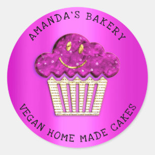 Cakes Zoet Zelfgemaakte Bakkerij Muffin Goud Goud  Ronde Sticker