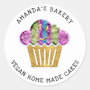 Cakes Zoet Zelfgemaakte Bakkerij Muffins Lux Goude Ronde Sticker