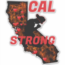 CAL FIRE STRONG Red Block CA Solid Heart