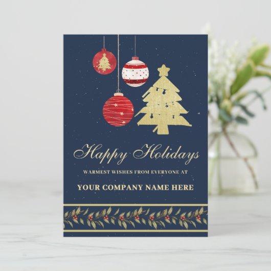 Cal Modern Feestelijke Zakelijke Logo QR Vakantie  Feestdagenkaart (Staand voorkant)