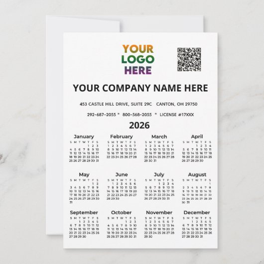 Cal Modern Feestelijke Zakelijke Logo QR Vakantie  Feestdagenkaart (Achterkant)