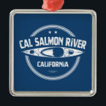Cal Salmon River California Kayaking Metalen Ornament<br><div class="desc">De Californische Salmon-rivier is een van de beste en moeilijkste lente-witwaterlopen. Ervaren regenboogschutters reizen ongeduldig naar de noordelijke hoek van de staat voor het uitstekende witwater- en gematigde regenwoud van deze rivier.</div>