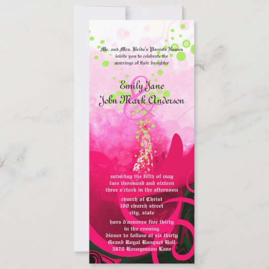 Cala Lily Flower Wedding Invitation 9.25x4 Kaart (Voorkant)