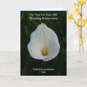 Cala Lily Personalized 6th Wedding Jubileum Kaart (Gele Bloem)