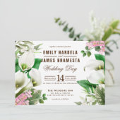 Cala Lily Tropical Waterverf Budget Wedding Kaart (Staand voorkant)