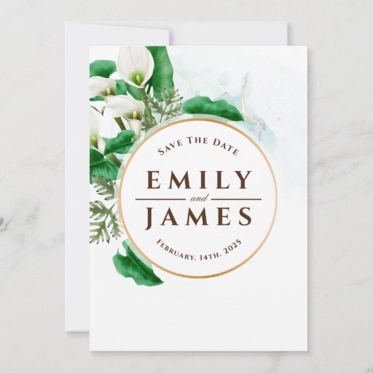 Cala Lily Waterverf Wedding Invitation Kaart (Achterkant)