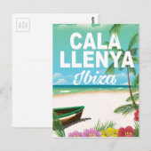 cala llenya ibiza strandreisposter briefkaart (Voorkant / Achterkant)