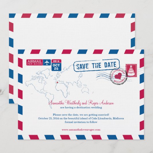 Cala Lombards Mallorca Air Mail Save the Date (Voorkant / Achterkant)