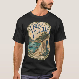 Cala Vadella, Ibiza, Spanje [Kleur Lithografie] T-shirt
