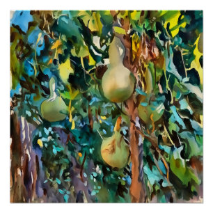 Calabash Tree-bronnen in de herfst van acrylvezels Perfect Poster