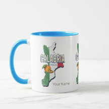 Calabrië Italië Retro Regio Kaart  Souvenir