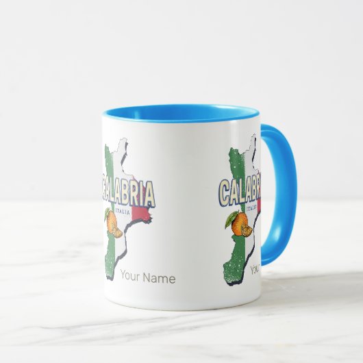 Calabrië Italië Retro Regio Kaart  Souvenir Mok (Voorkant rechts)