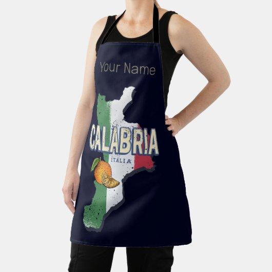 Calabrië Italië Retro Regio Kaart Souvenir Schort (Insitu)